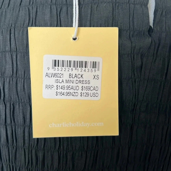 NWT Charlie Holiday Anthropology Isla Mini Dress Size 2 Black Textured - Picture 14 of 17